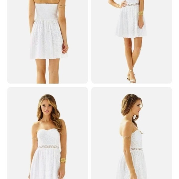 Lilly Pulitzer Brett Resort White Floral Hexagon Lace Strapless Dress-XS - Picture 4 of 7